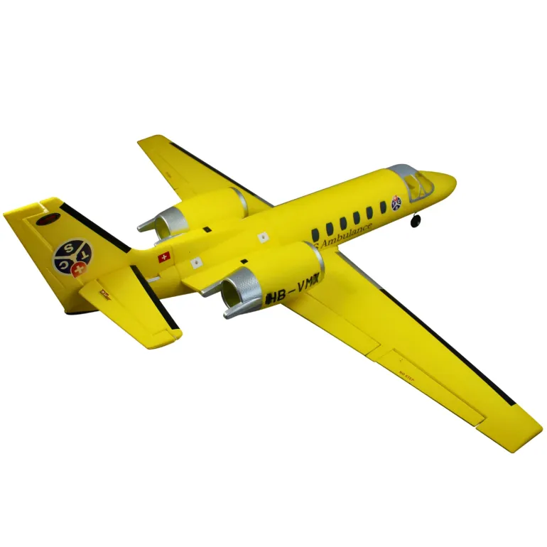 AU Stock Only! Dynam Cessna 550 Turbo Jet V2 Yellow 4S Twin 64mm EDF RC Jet w/ Flaps