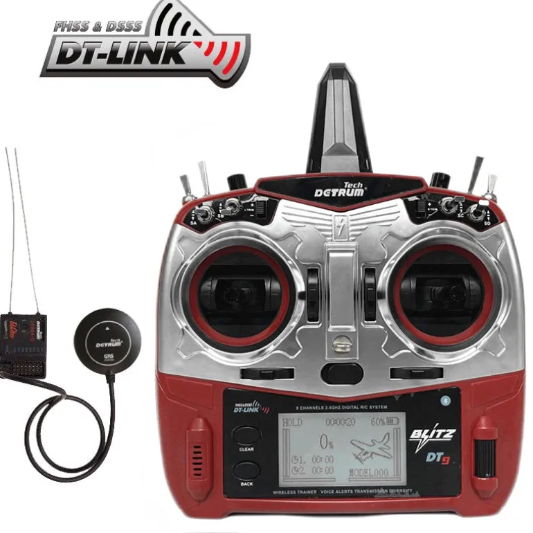 Detrum Blitz-DT9 9CH Smart Programming/Telemetry RC Transmitter Set Red (TX+SR86A-G)