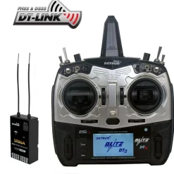 Detrum Blitz-DT9 9CH Smart Programming/Telemetry RC Transmitter Black w/ iStone SR86A Stabilizer Receiver