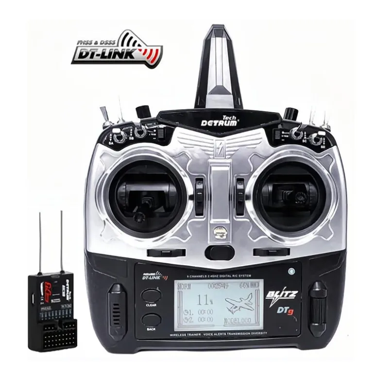 Detrum Blitz-DT9 9CH Smart Programming/Telemetry RC Transmitter Set Black (TX+RXC9M)