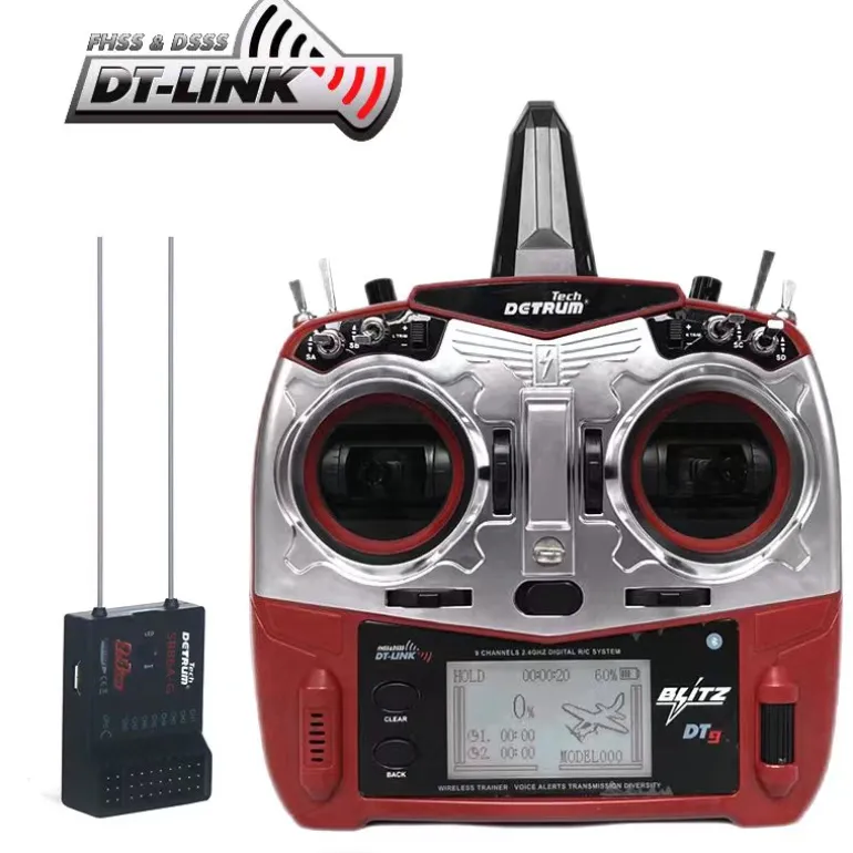 Detrum Blitz-DT9 9CH Smart Programming/Telemetry Long-Range RC Transmitter Set Red (TX+SR86A-G RX)
