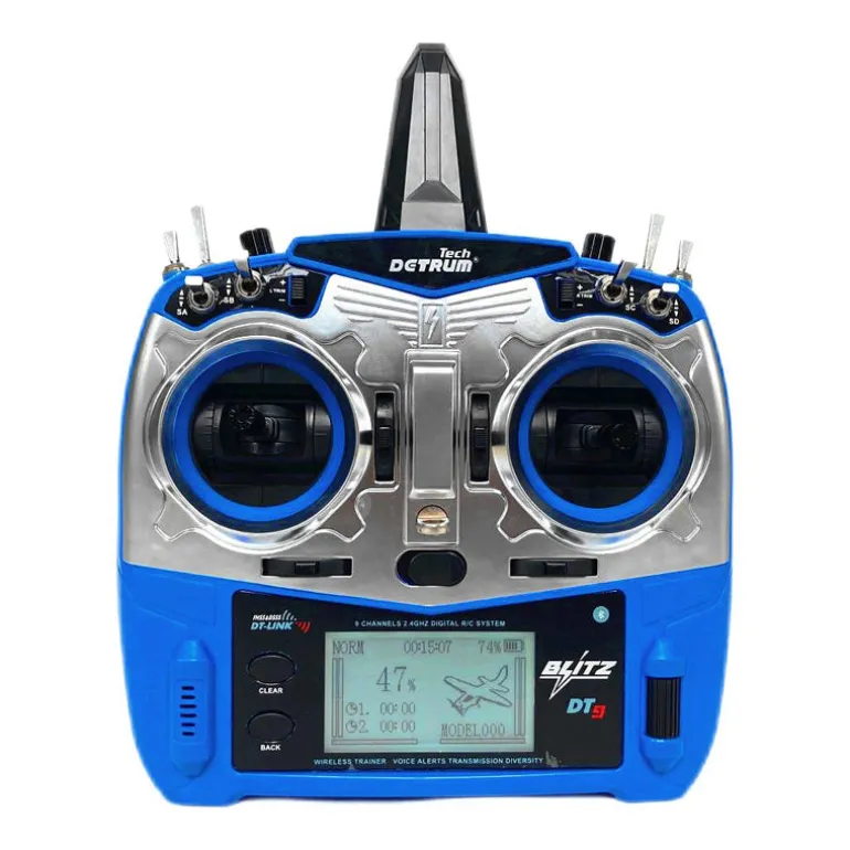 Detrum Blitz-DT9 9CH Smart Programming/Telemetry RC Transmitter Blue