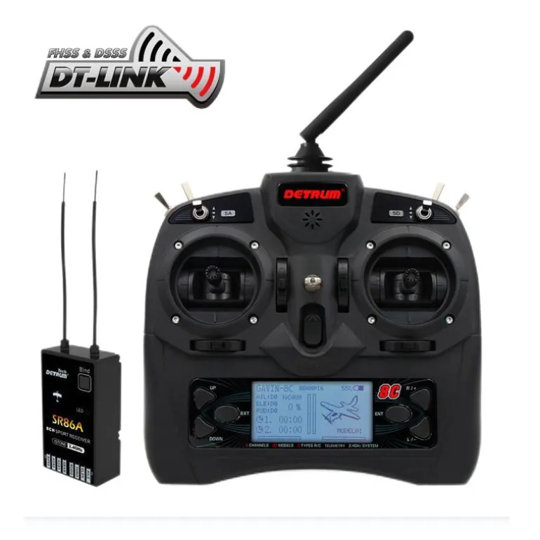 Detrum GAVIN-8C 8CH 2.4Ghz RC Transmitter w/ iStone SR86A Stabilizer Receiver