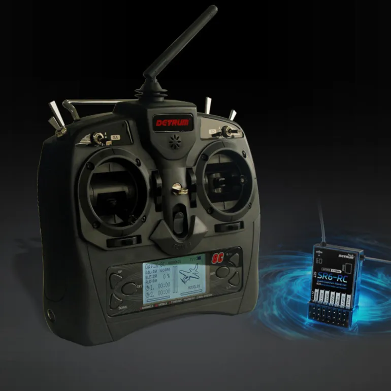 Detrum GAVIN-8C 8CH 2.4Ghz Transmitter w/ SR6-RC iStone 6-Axis Stabilization & Runway Correction Receiver