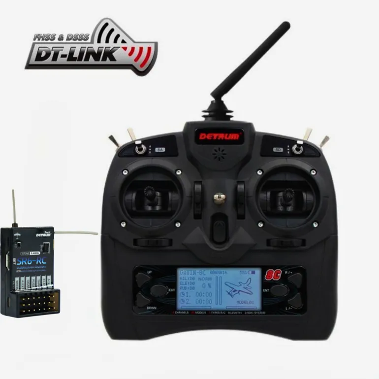 Detrum GAVIN-8C 8CH 2.4Ghz Transmitter w/ SR6-RC iStone 6-Axis Stabilization & Runway Correction Receiver