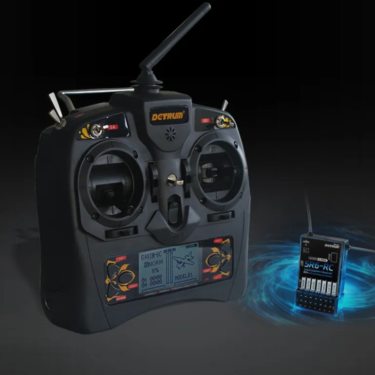 Detrum GAVIN-6C 6CH 2.4Ghz Transmitter w/ SR6-RC iStone 6-Axis Stabilization & Runway Correction Receiver