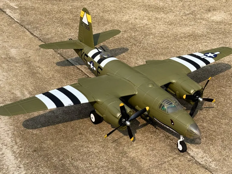 Dynam B-26 Marauder Green 4S Twin-Engine RC Warbird Plane 1.5m Wingspan w/ Flaps