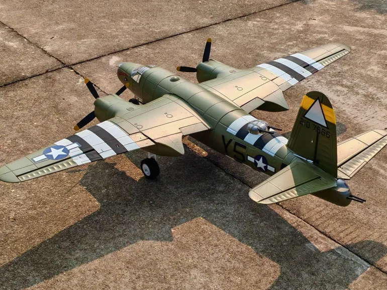 Dynam B-26 Marauder Green 4S Twin-Engine RC Warbird Plane 1.5m Wingspan w/ Flaps