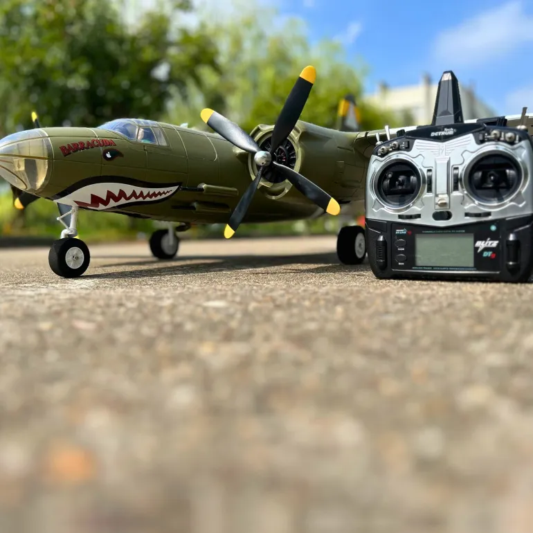 Dynam B-26 Marauder Green 4S Twin-Engine RC Warbird Plane 1.5m Wingspan w/ Flaps