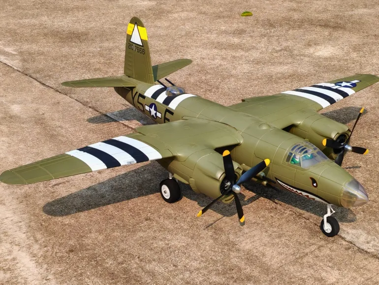 Dynam B-26 Marauder Green 4S Twin-Engine RC Warbird Plane 1.5m Wingspan w/ Flaps