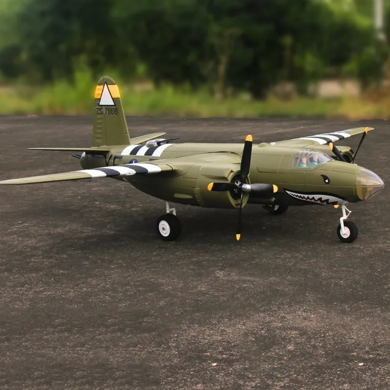 Dynam B-26 Marauder Green 4S Twin-Engine RC Warbird Plane 1.5m Wingspan w/ Flaps