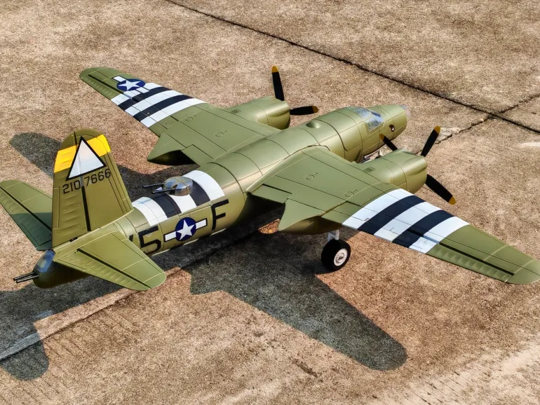 Dynam B-26 Marauder Green 4S Twin-Engine RC Warbird Plane 1.5m Wingspan w/ Flaps