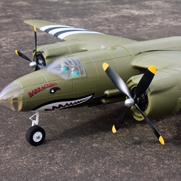 Dynam B-26 Marauder Green 4S Twin-Engine RC Warbird Plane 1.5m Wingspan w/ Flaps