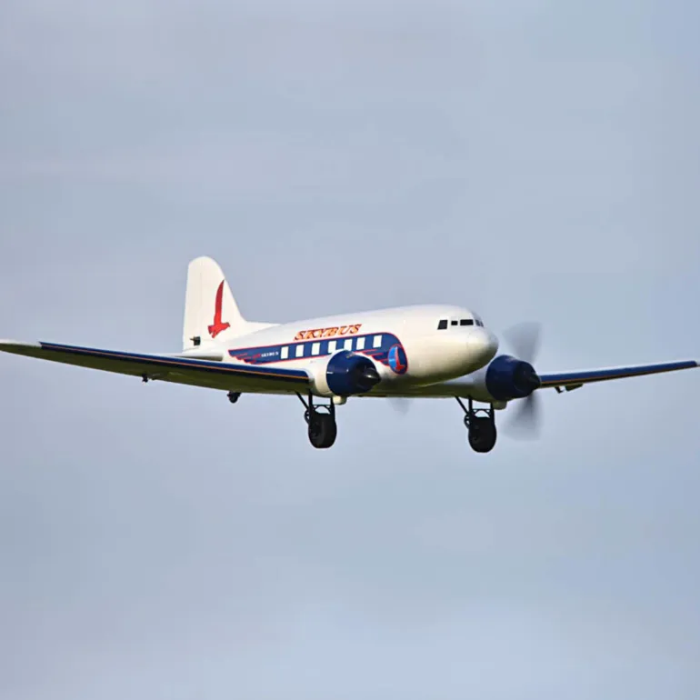 Dynam DC-3 Skybus White RC Warbird Plane 1500mm 59" Wingspan