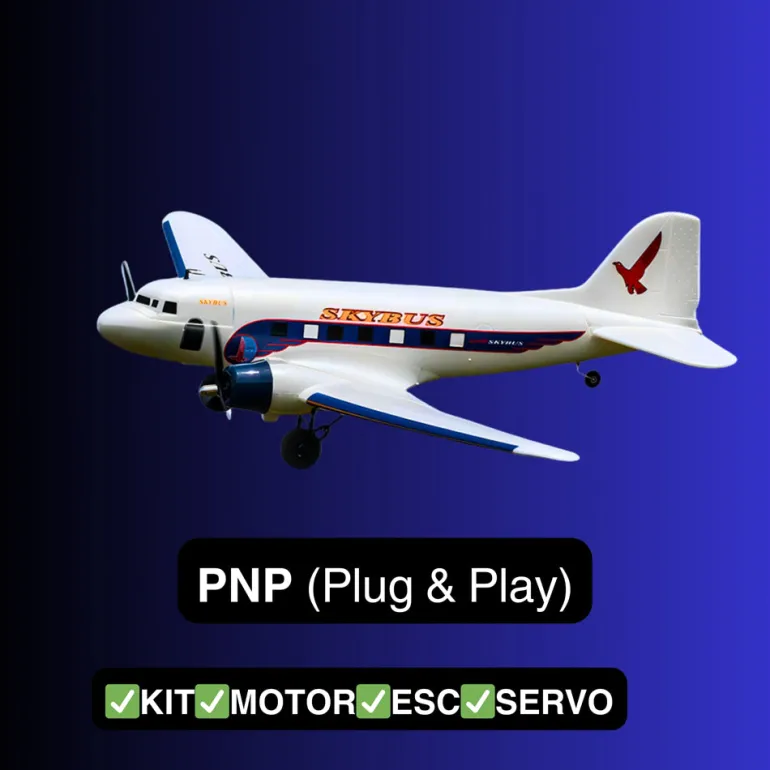 Dynam DC-3 Skybus White RC Warbird Plane 1500mm 59" Wingspan