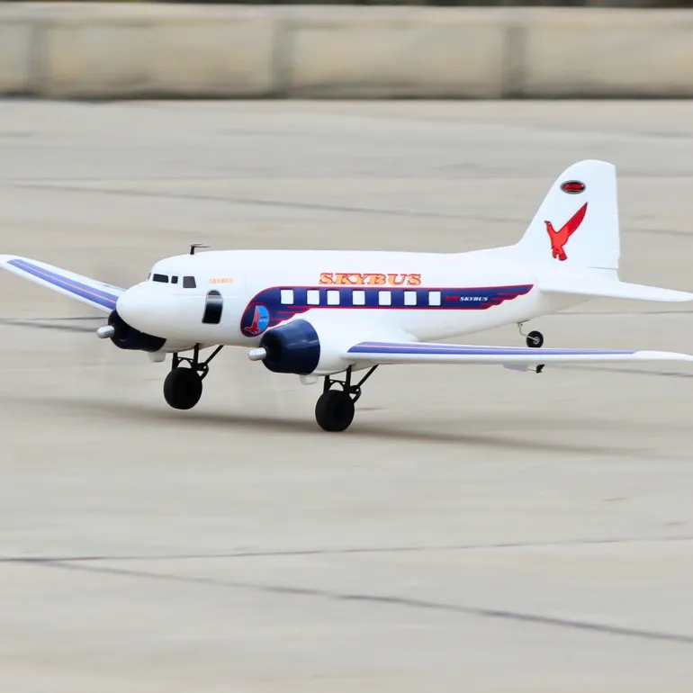 Dynam DC-3 Skybus White RC Warbird Plane 1500mm 59" Wingspan