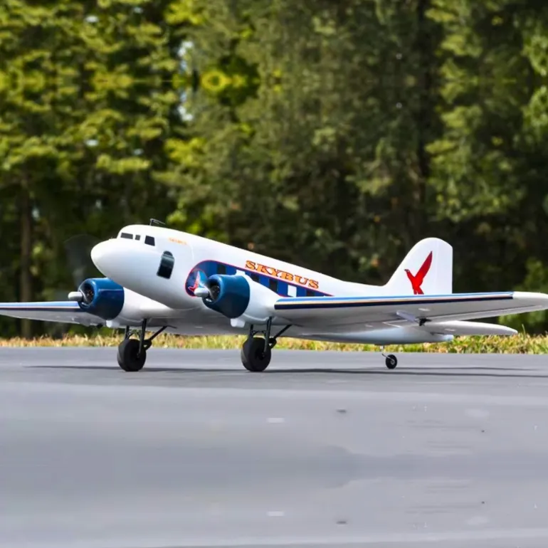 Dynam DC-3 Skybus White RC Warbird Plane 1500mm 59" Wingspan