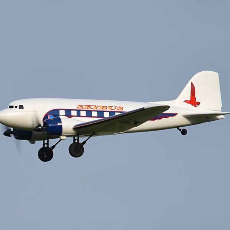 Dynam DC-3 Skybus White RC Warbird Plane 1500mm 59" Wingspan