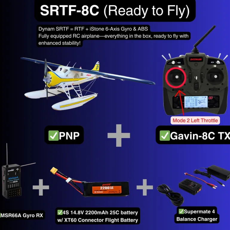 Dynam DHC-2 Beaver V2 Blue 4S Sea/Land RC Float Plane 1.5m w/ Flaps Plus Floats & Rubber Wheel