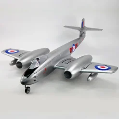 Dynam Gloster Meteor F8 V2 Silver 6S 12-Blade Twin Inrunner 70mm EDF RC Jet w/ Flaps
