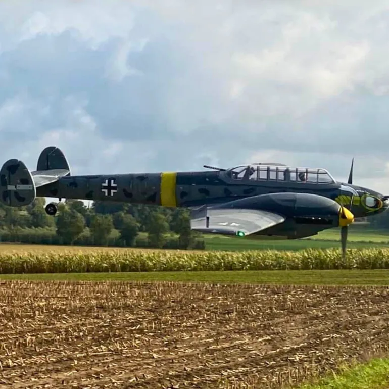 Dynam Messerschmitt BF-110 V3 4S Twin-Engine RC Warbird Plane 1500mm w/ Flaps