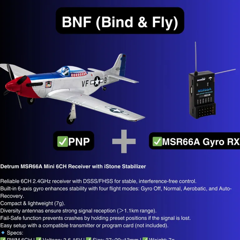 Dynam Mini P-51D Mustang V2 RC Warbird Plane 762mm 30" Wingspan