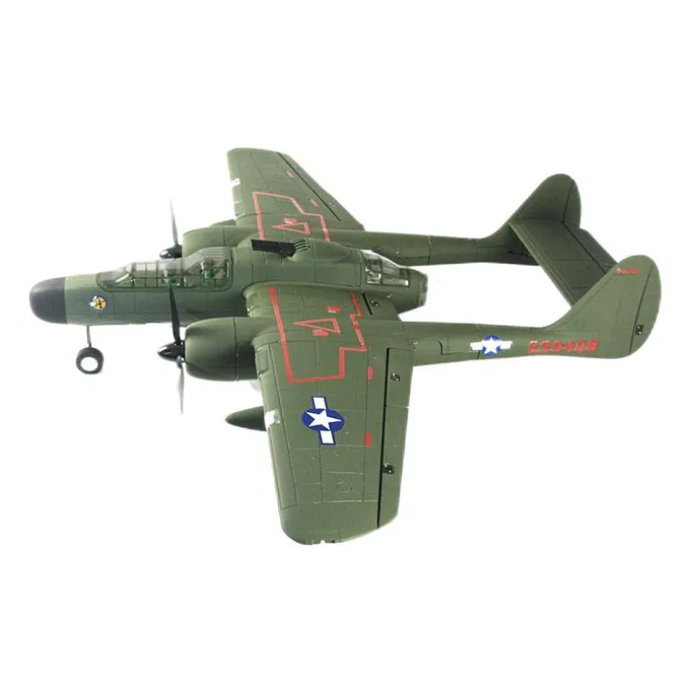 Dynam P-61 Black Widow Green 4S Twin Engine RC Warbird Plane 1500mm w/ Flaps