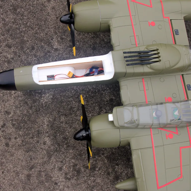Dynam P-61 Black Widow Green 4S Twin Engine RC Warbird Plane 1500mm w/ Flaps