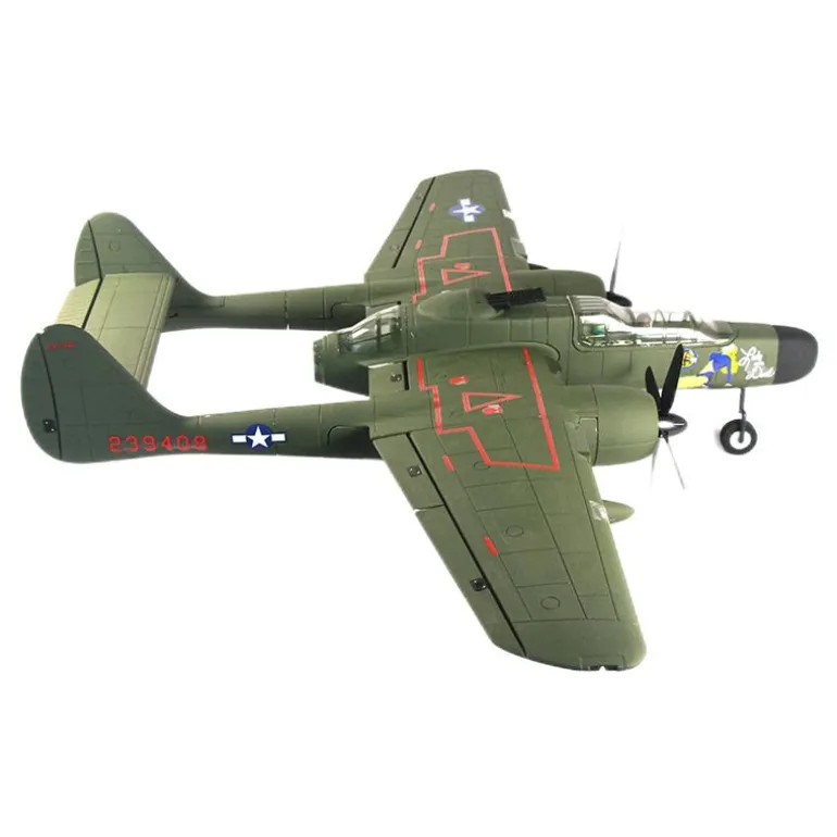 Dynam P-61 Black Widow Green 4S Twin Engine RC Warbird Plane 1500mm w/ Flaps