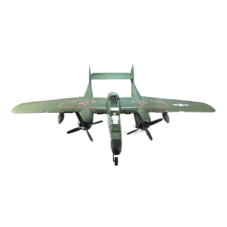 Dynam P-61 Black Widow Green 4S Twin Engine RC Warbird Plane 1500mm w/ Flaps