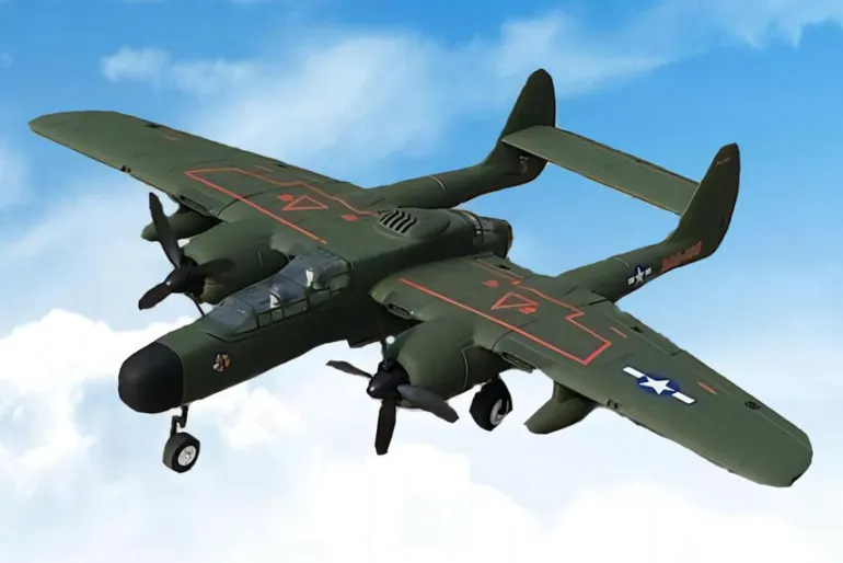 Dynam P-61 Black Widow Green 4S Twin Engine RC Warbird Plane 1500mm w/ Flaps