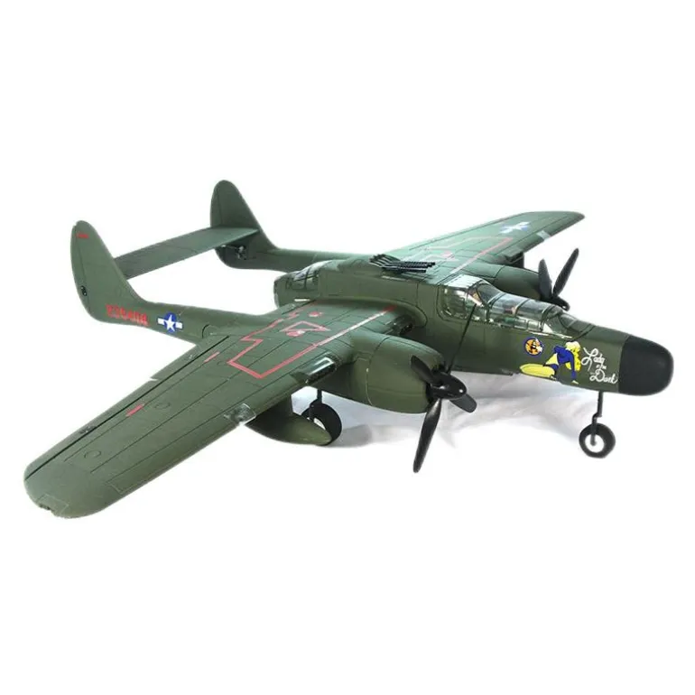 Dynam P-61 Black Widow Green 4S Twin Engine RC Warbird Plane 1500mm w/ Flaps