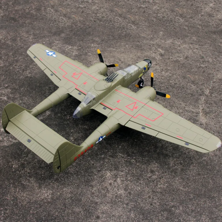 Dynam P-61 Black Widow Green 4S Twin Engine RC Warbird Plane 1500mm w/ Flaps