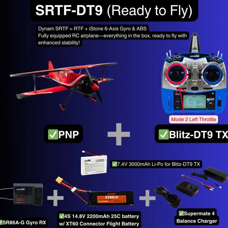 Dynam Pitts Python Model 12 Red 4S RC 3D Aerobatic Sport Biplane