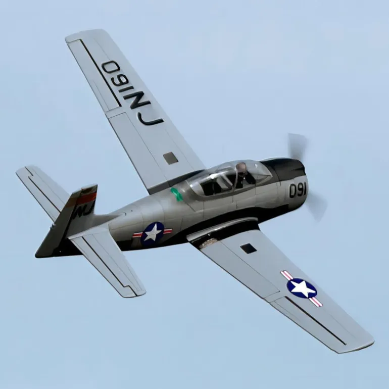 Dynam T-28 Trojan V2 Grey 4S RC Warbird Plane 1300mm w/ Flaps