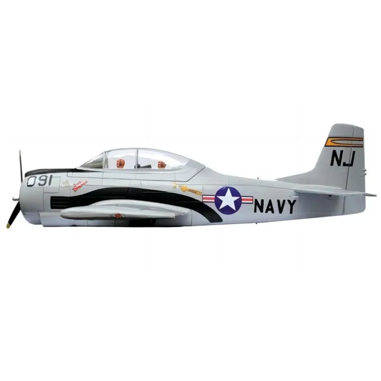 Dynam T-28 Trojan V2 Grey 4S RC Warbird Plane 1300mm w/ Flaps