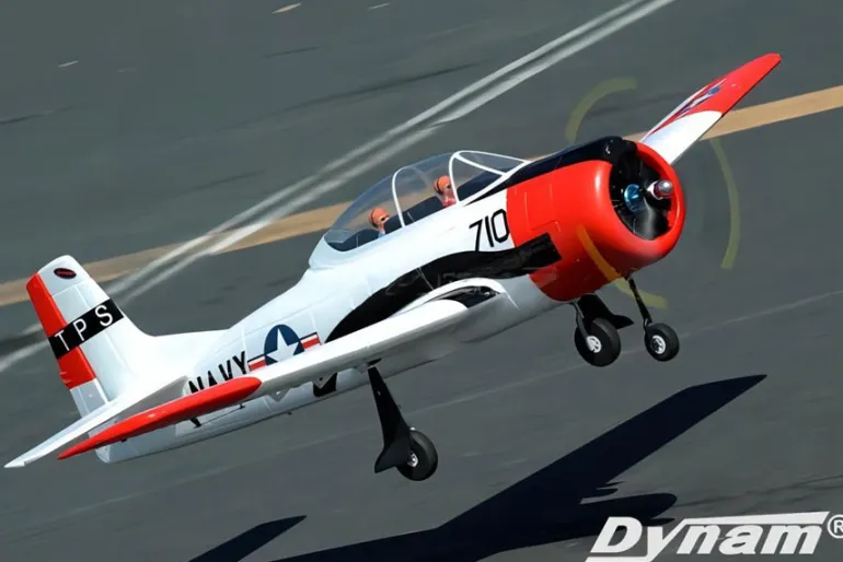 Dynam T-28 Trojan V2 Red 4S RC Warbird Plane 1300mm w/ Flaps