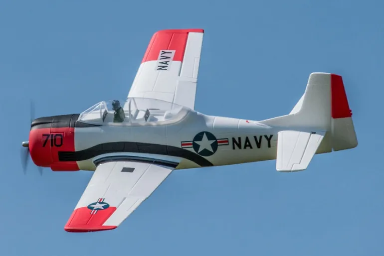 Dynam T-28 Trojan V2 Red 4S RC Warbird Plane 1300mm w/ Flaps