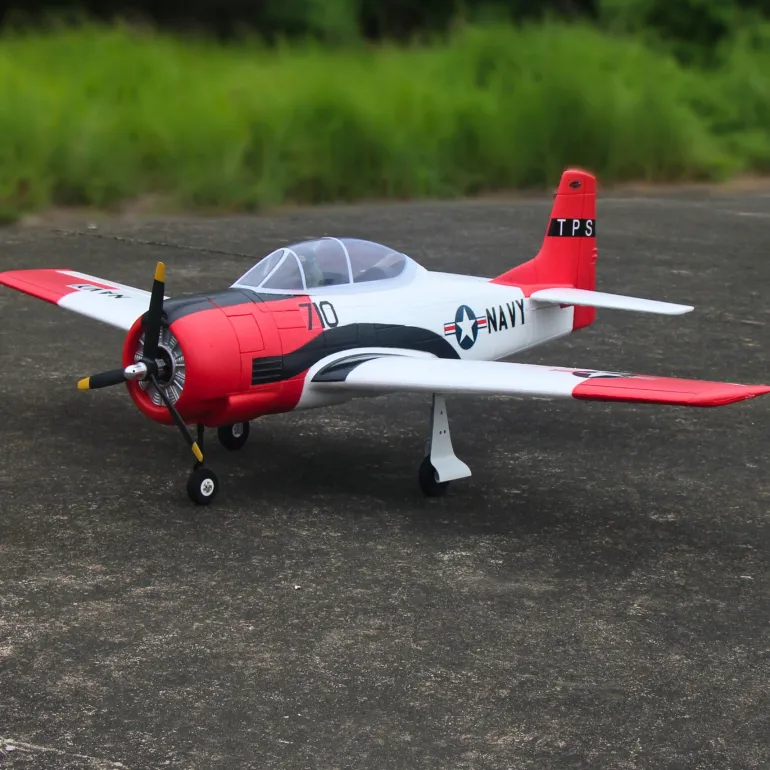 Dynam T-28 Trojan V2 Red 4S RC Warbird Plane 1300mm w/ Flaps