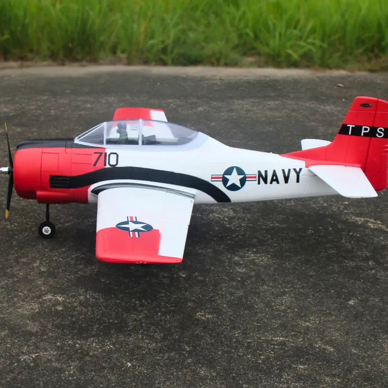 Dynam T-28 Trojan V2 Red 4S RC Warbird Plane 1300mm w/ Flaps