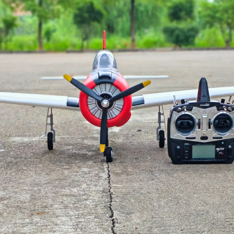 Dynam T-28 Trojan V2 Red 4S RC Warbird Plane 1300mm w/ Flaps