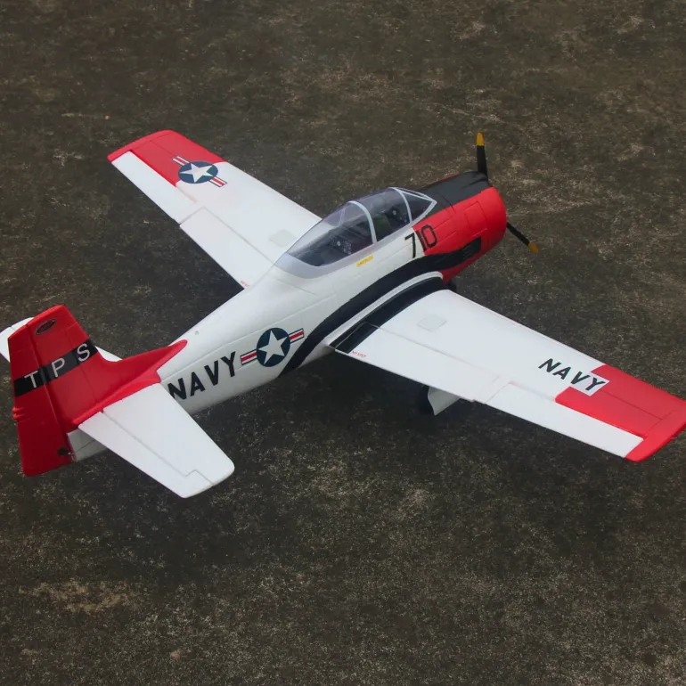 Dynam T-28 Trojan V2 Red 4S RC Warbird Plane 1300mm w/ Flaps