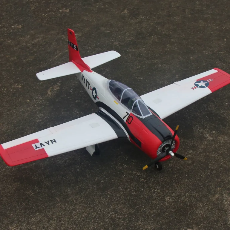 Dynam T-28 Trojan V2 Red 4S RC Warbird Plane 1300mm w/ Flaps