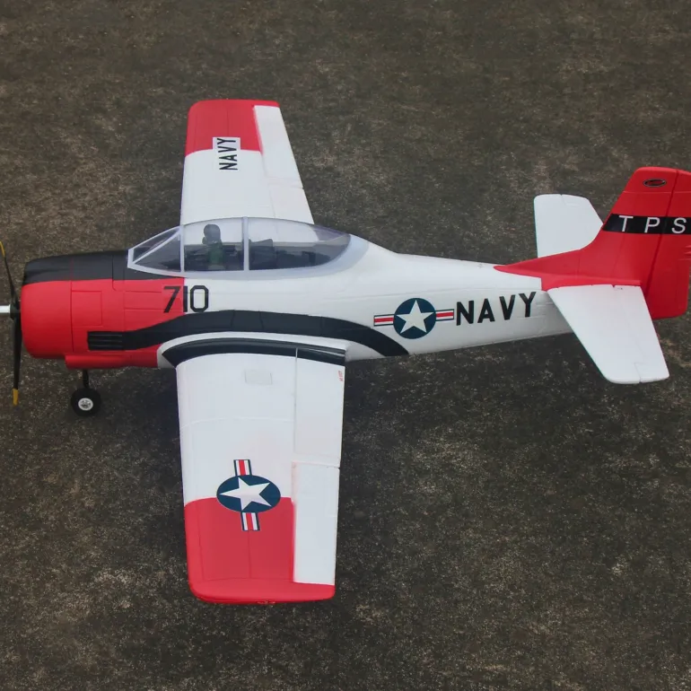 Dynam T-28 Trojan V2 Red 4S RC Warbird Plane 1300mm w/ Flaps