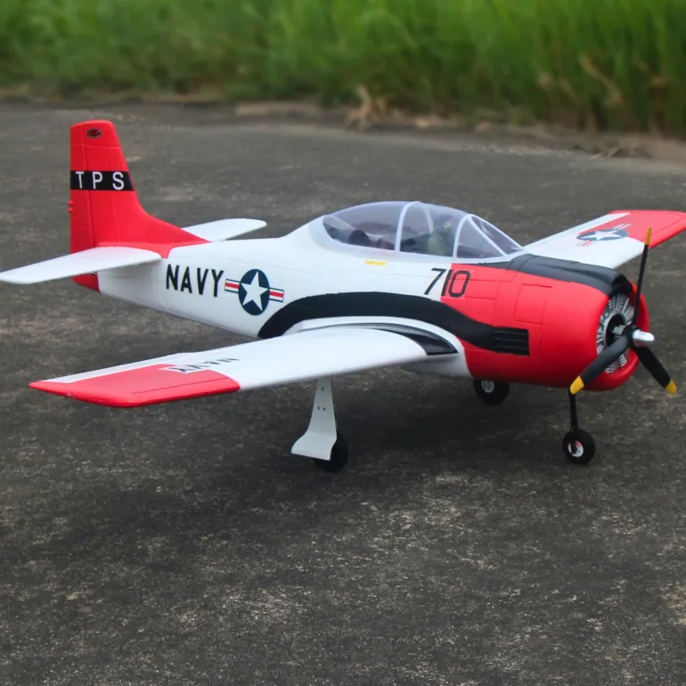 Dynam T-28 Trojan V2 Red 4S RC Warbird Plane 1300mm w/ Flaps