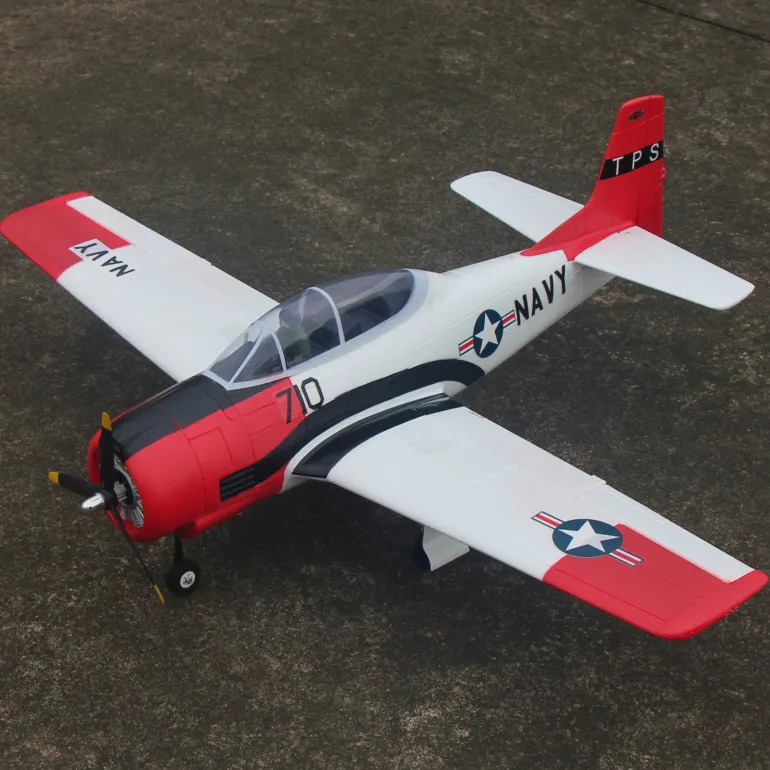 Dynam T-28 Trojan V2 Red 4S RC Warbird Plane 1300mm w/ Flaps