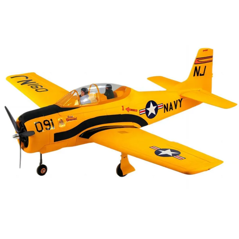 Dynam T-28 Trojan V2 Yellow 4S RC Warbird Plane 1300mm w/ Flaps