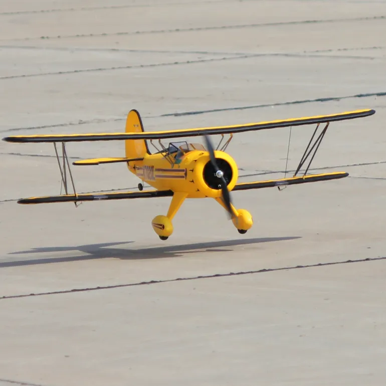 Dynam Waco YMF-5D V2 Yellow 4S RC Biplane 1300mm 51" Wingspan