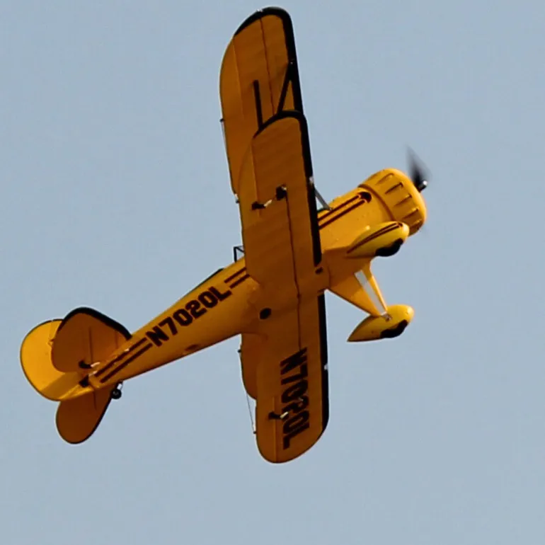 Dynam Waco YMF-5D V2 Yellow 4S RC Biplane 1300mm 51" Wingspan