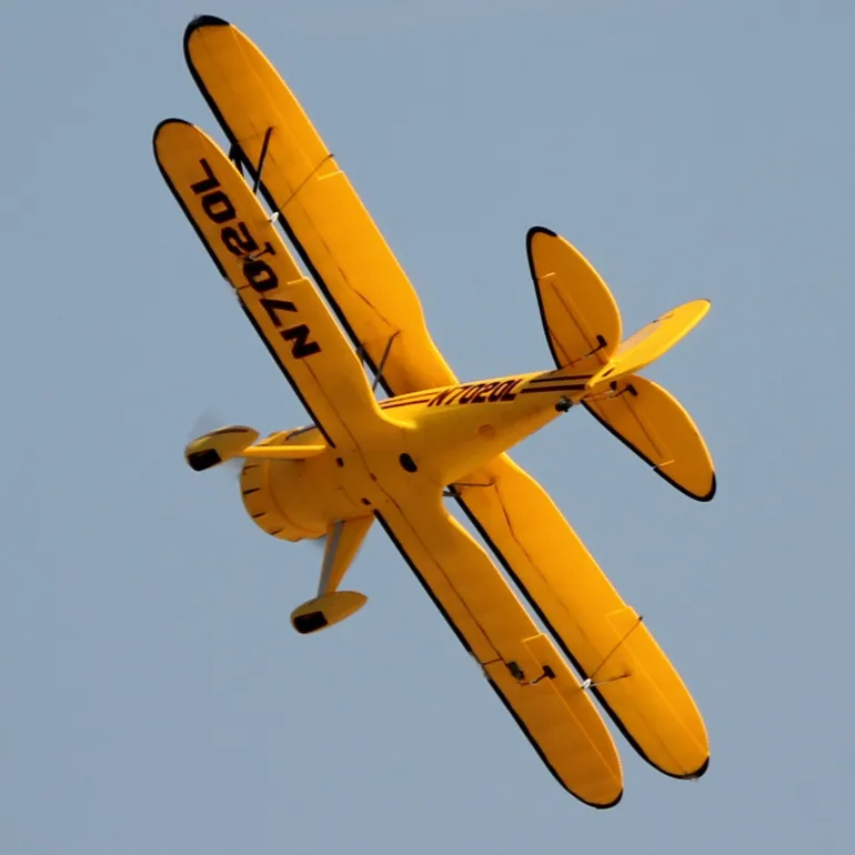 Dynam Waco YMF-5D V2 Yellow 4S RC Biplane 1300mm 51" Wingspan